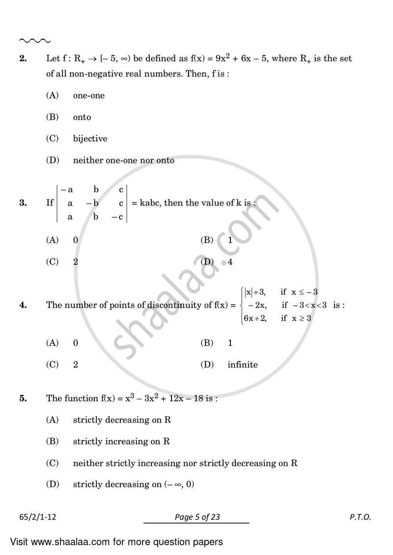 Mathematics 2023-2024 - CBSE 12th - Class 12 - CBSE (Central Board of Secondary Education) question paper with PDF download
