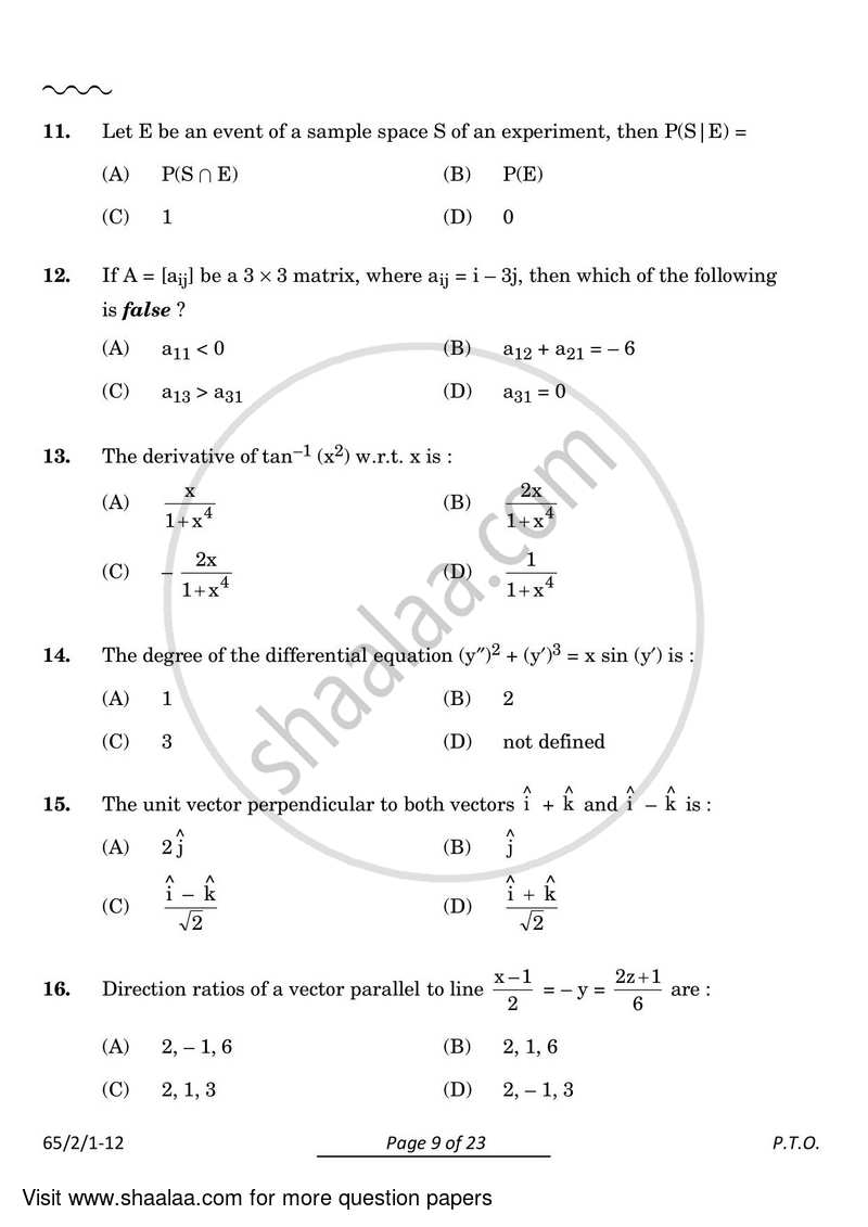 Mathematics 2023-2024 - CBSE 12th - Class 12 - CBSE (Central Board of Secondary Education) question paper with PDF download