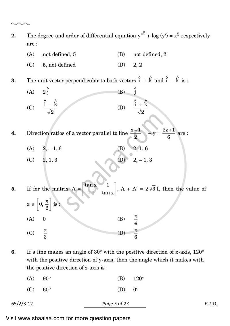 Mathematics 2023-2024 - CBSE 12th - Class 12 - CBSE (Central Board of Secondary Education) question paper with PDF download