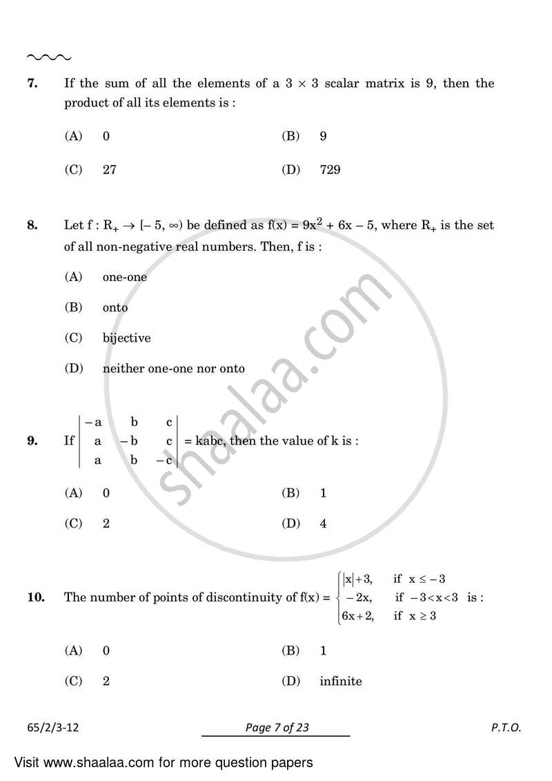 Mathematics 2023-2024 - CBSE 12th - Class 12 - CBSE (Central Board of Secondary Education) question paper with PDF download
