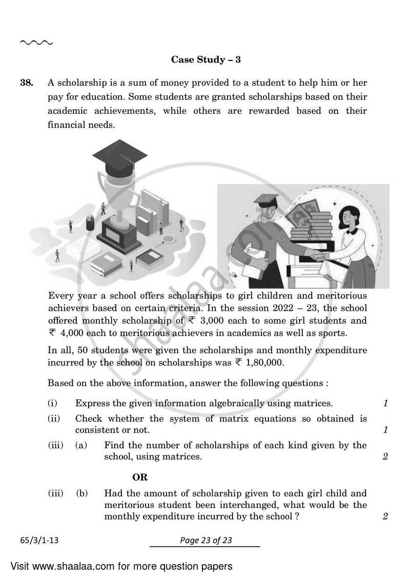 Mathematics 2023-2024 - CBSE 12th - Class 12 - CBSE (Central Board of Secondary Education) question paper with PDF download