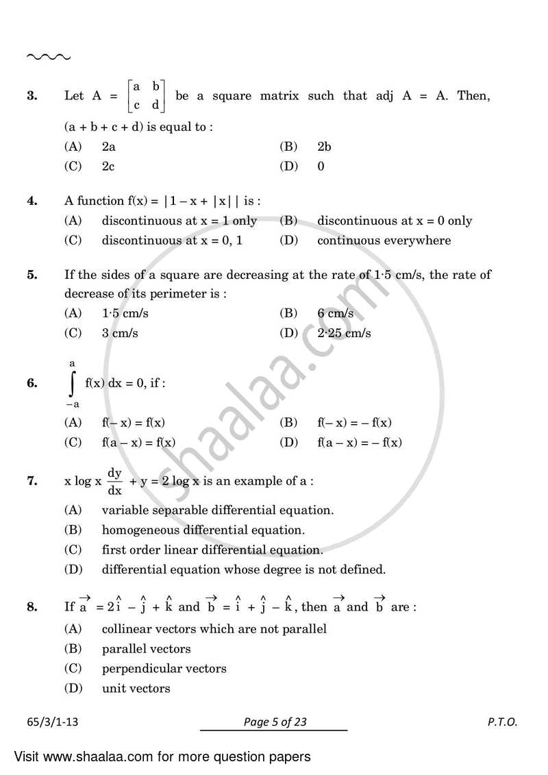 Mathematics 2023-2024 - CBSE 12th - Class 12 - CBSE (Central Board of Secondary Education) question paper with PDF download