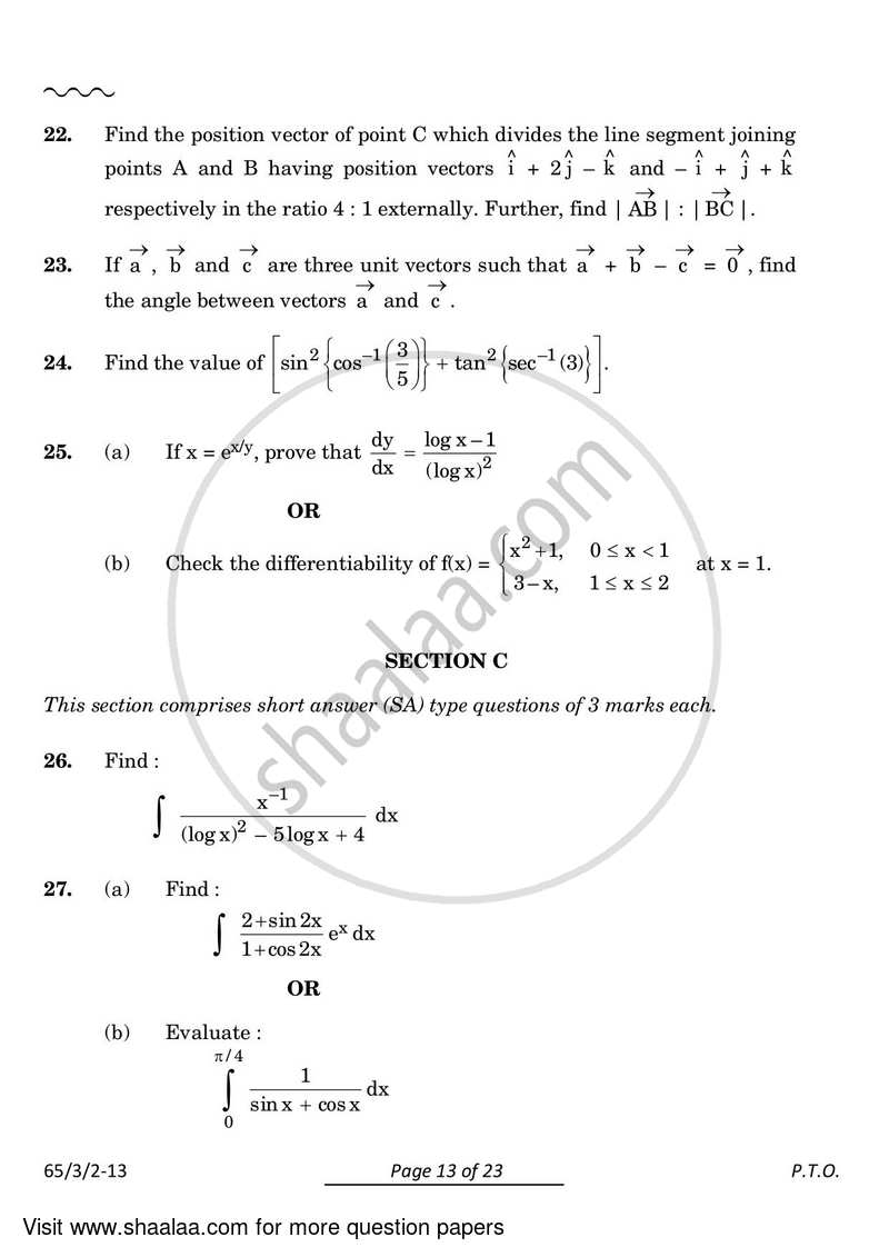 Mathematics 2023-2024 - CBSE 12th - Class 12 - CBSE (Central Board of Secondary Education) question paper with PDF download
