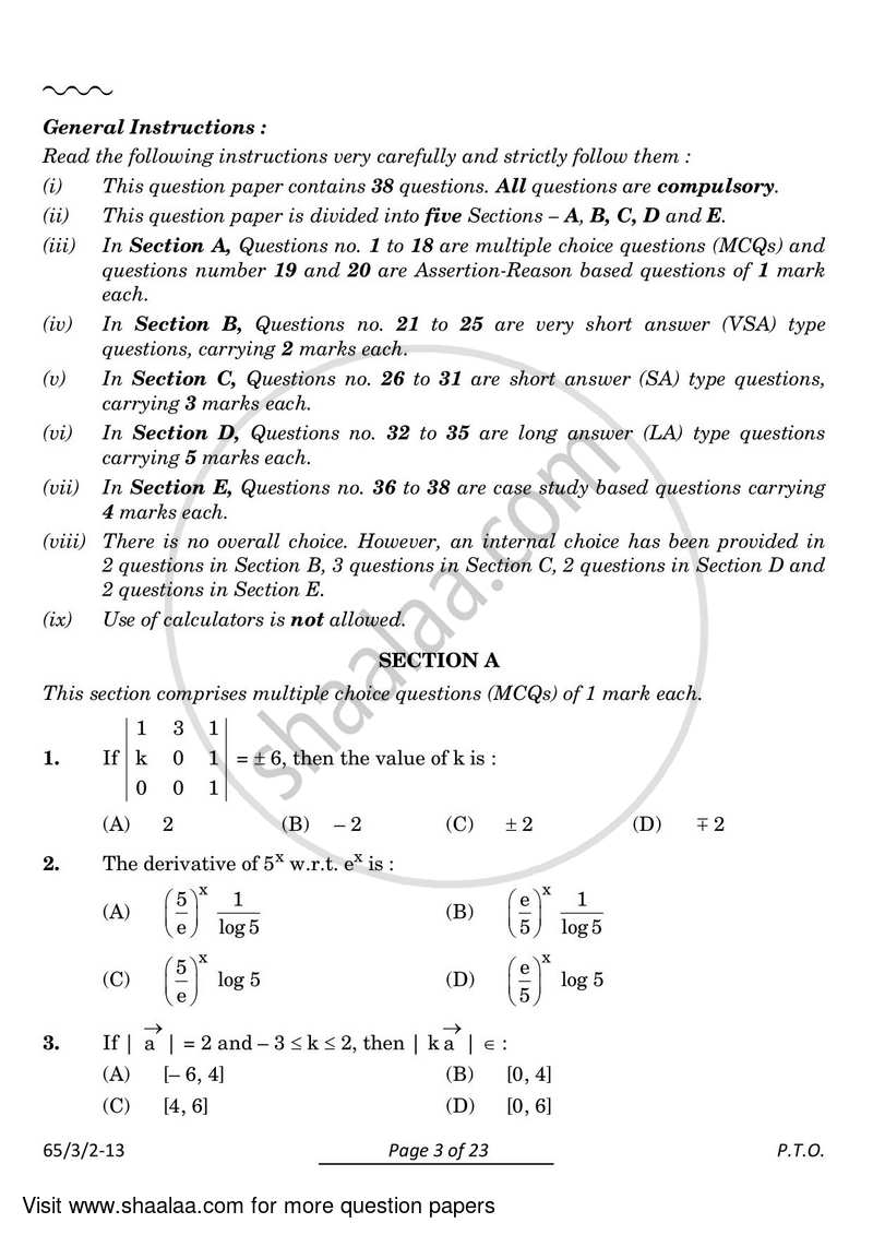 Mathematics 2023-2024 - CBSE 12th - Class 12 - CBSE (Central Board of Secondary Education) question paper with PDF download