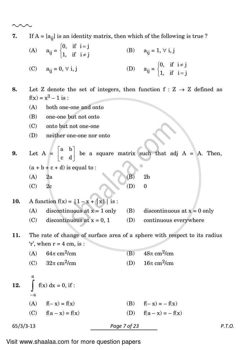 Mathematics 2023-2024 - CBSE 12th - Class 12 - CBSE (Central Board of Secondary Education) question paper with PDF download