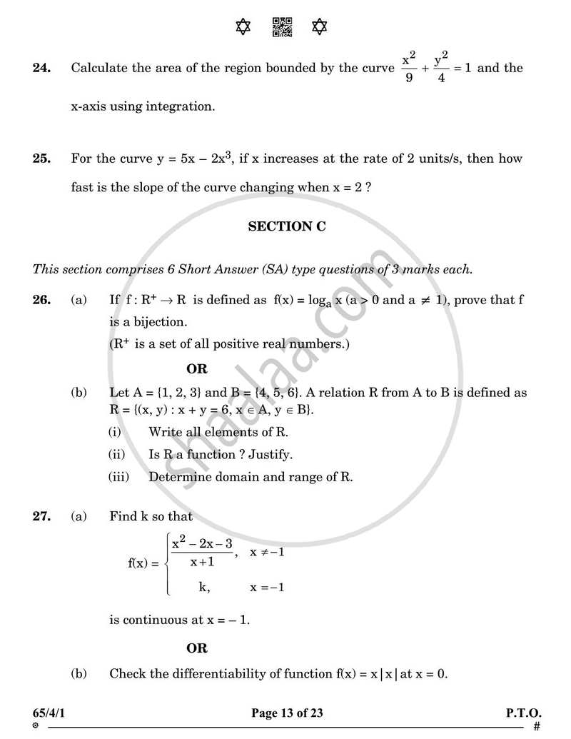 Mathematics 2024-2025 - CBSE 12th - Class 12 - CBSE (Central Board of Secondary Education) question paper with PDF download