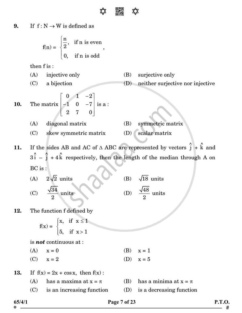 Mathematics 2024-2025 - CBSE 12th - Class 12 - CBSE (Central Board of Secondary Education) question paper with PDF download
