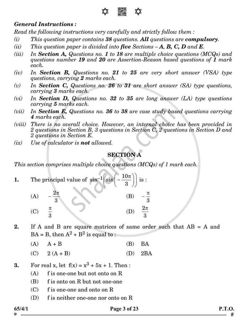Mathematics 2024-2025 - CBSE 12th - Class 12 - CBSE (Central Board of Secondary Education) question paper with PDF download