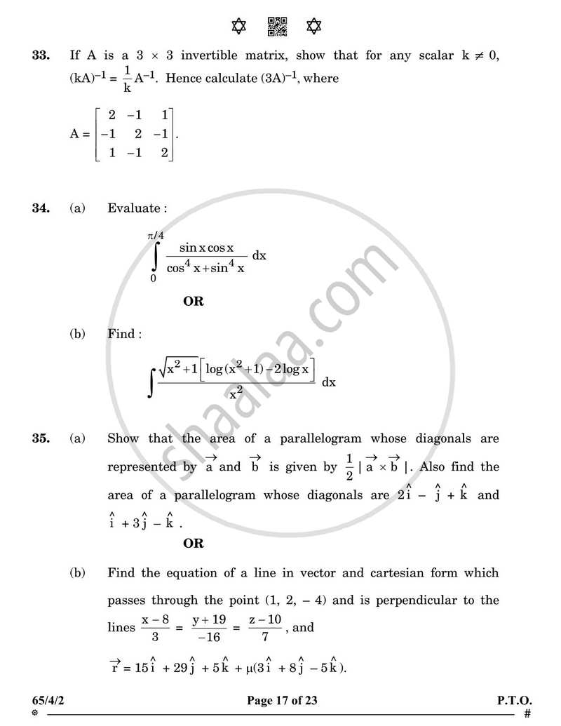 Mathematics 2024-2025 - CBSE 12th - Class 12 - CBSE (Central Board of Secondary Education) question paper with PDF download