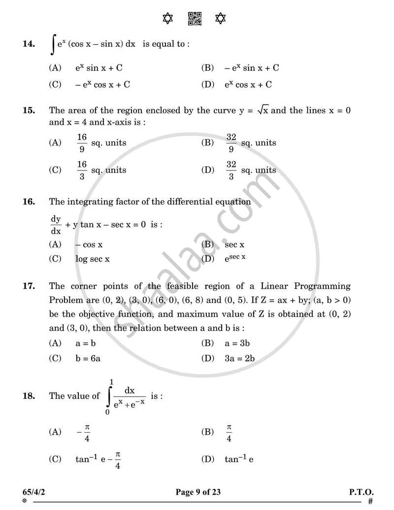 Mathematics 2024-2025 - CBSE 12th - Class 12 - CBSE (Central Board of Secondary Education) question paper with PDF download