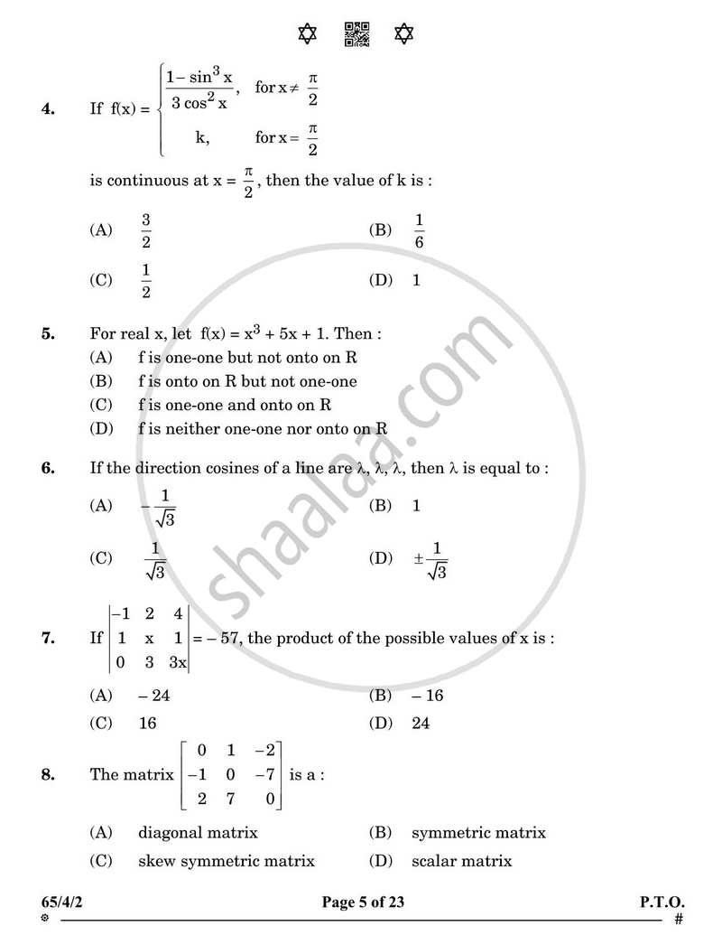 Mathematics 2024-2025 - CBSE 12th - Class 12 - CBSE (Central Board of Secondary Education) question paper with PDF download