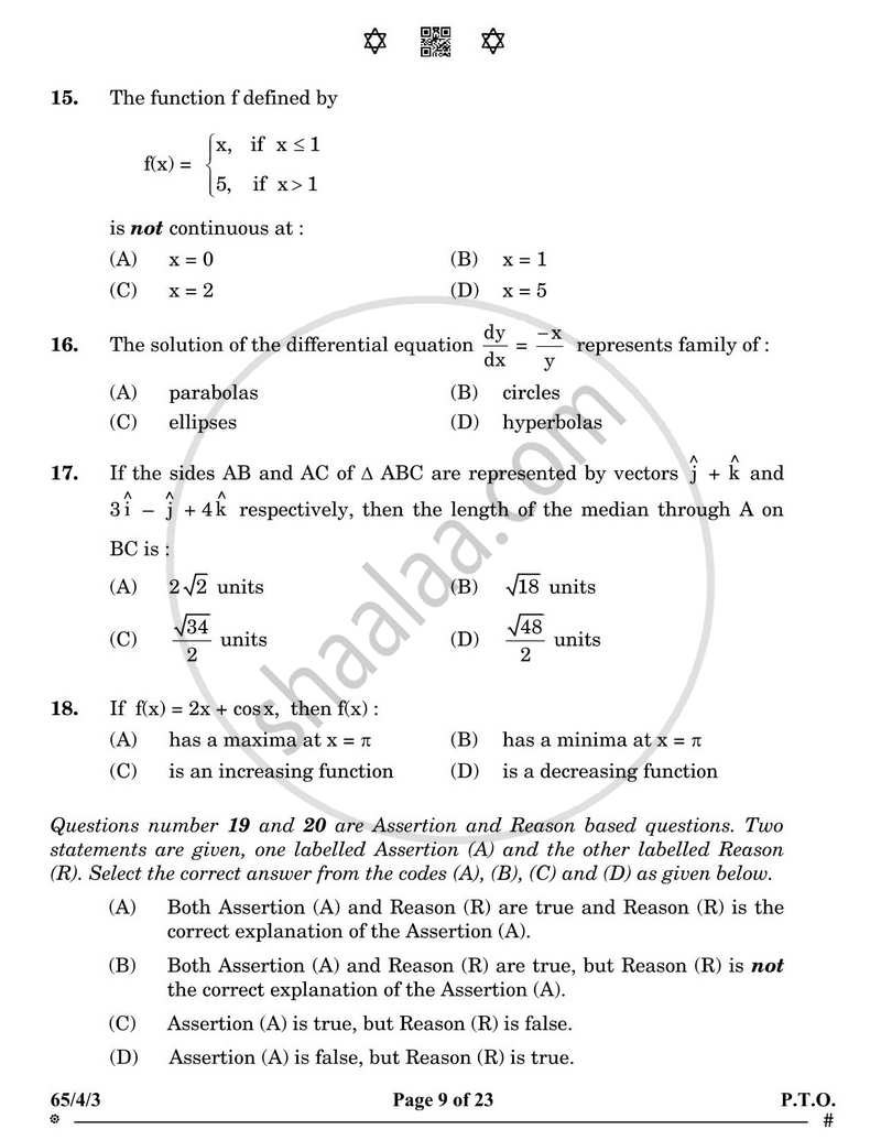 Mathematics 2024-2025 - CBSE 12th - Class 12 - CBSE (Central Board of Secondary Education) question paper with PDF download