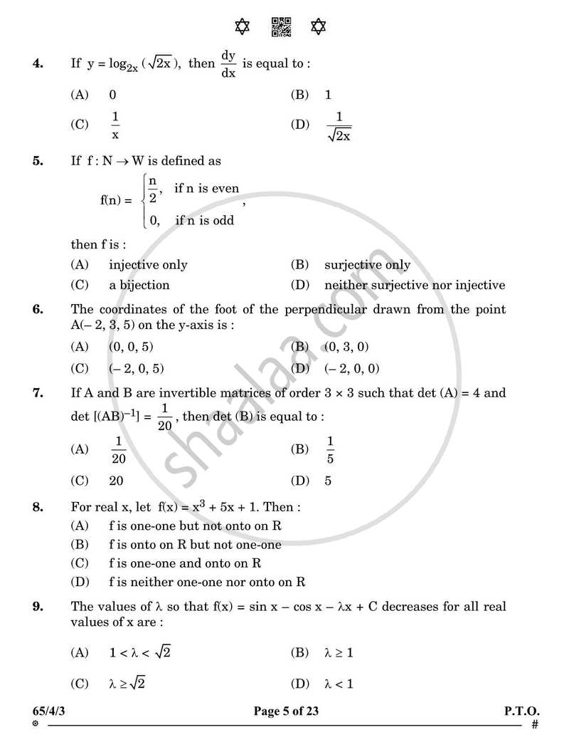 Mathematics 2024-2025 - CBSE 12th - Class 12 - CBSE (Central Board of Secondary Education) question paper with PDF download