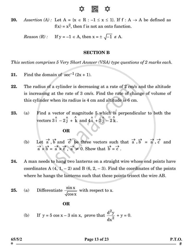 Mathematics 2024-2025 - CBSE 12th - Class 12 - CBSE (Central Board of Secondary Education) question paper with PDF download