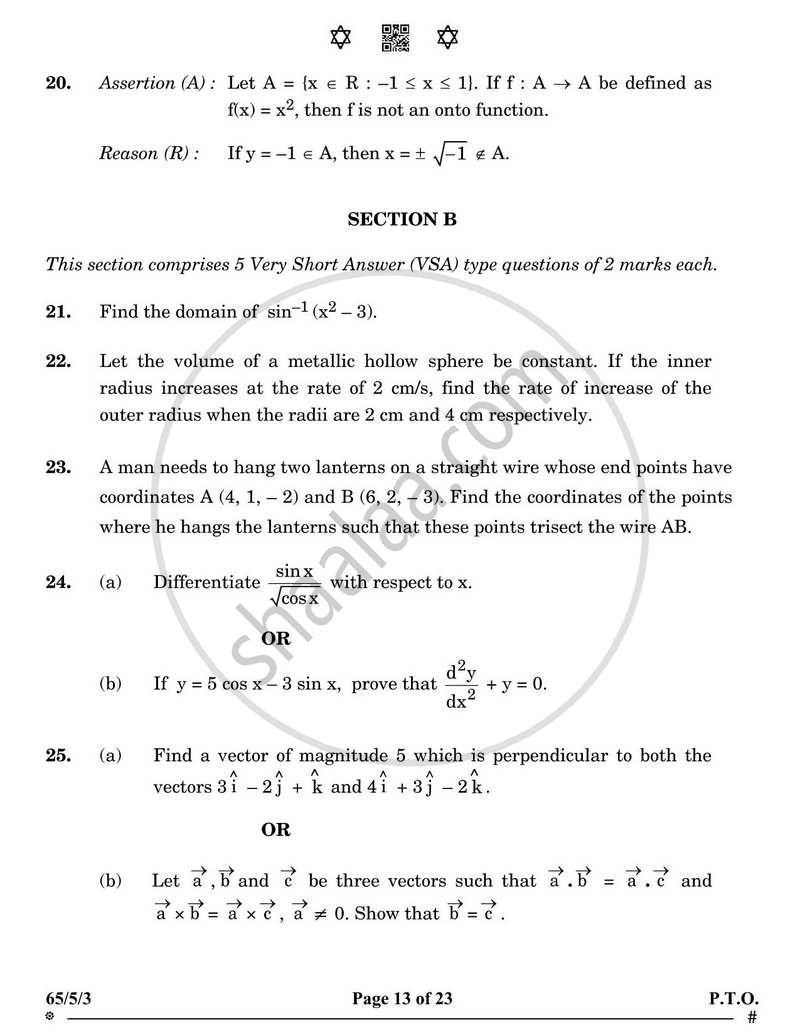 Mathematics 2024-2025 - CBSE 12th - Class 12 - CBSE (Central Board of Secondary Education) question paper with PDF download