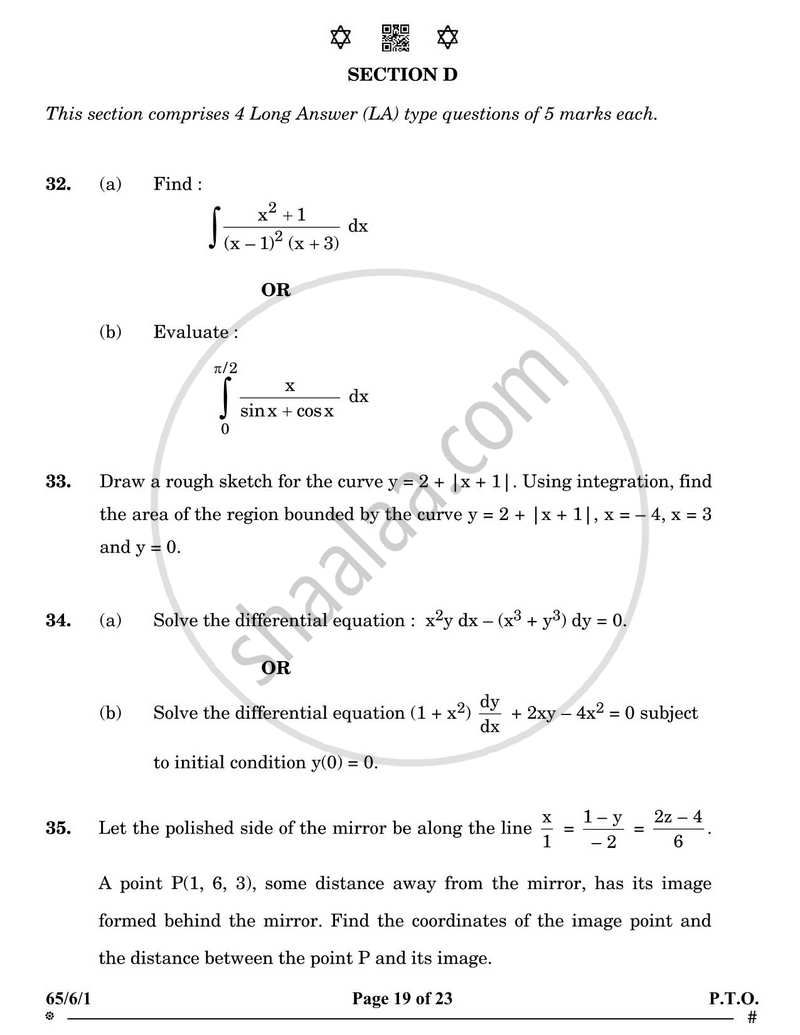 Mathematics 2024-2025 - CBSE 12th - Class 12 - CBSE (Central Board of Secondary Education) question paper with PDF download