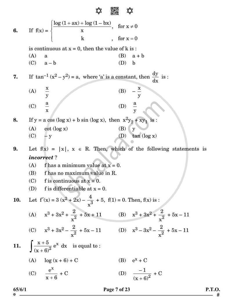 Mathematics 2024-2025 - CBSE 12th - Class 12 - CBSE (Central Board of Secondary Education) question paper with PDF download