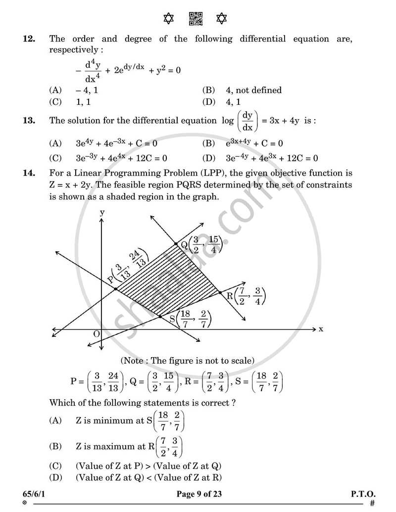 Mathematics 2024-2025 - CBSE 12th - Class 12 - CBSE (Central Board of Secondary Education) question paper with PDF download