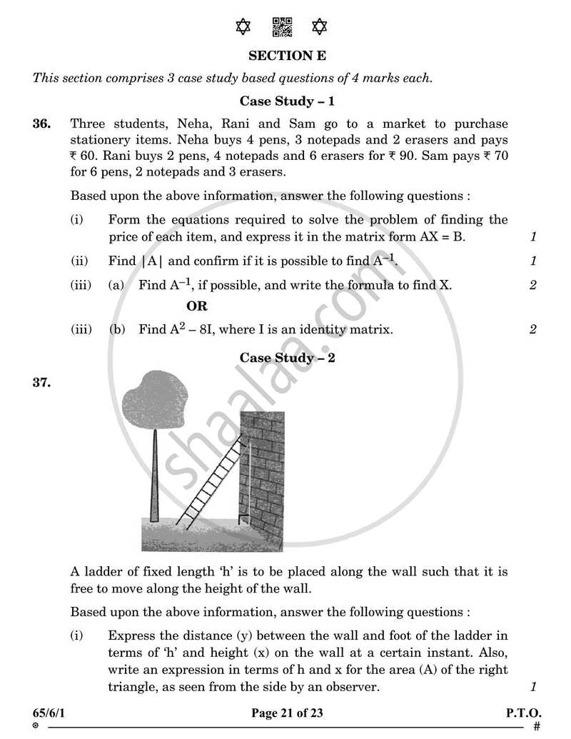 Mathematics 2024-2025 - CBSE 12th - Class 12 - CBSE (Central Board of Secondary Education) question paper with PDF download