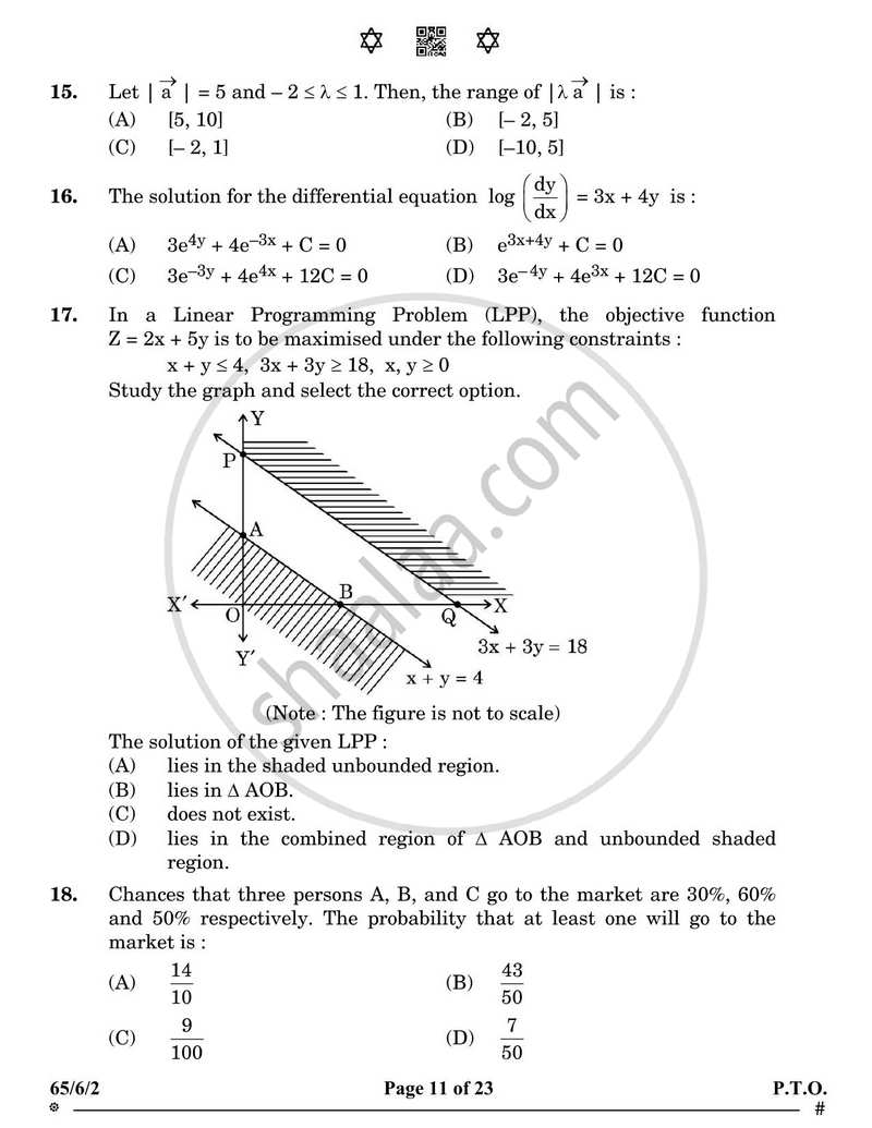 Mathematics 2024-2025 - CBSE 12th - Class 12 - CBSE (Central Board of Secondary Education) question paper with PDF download