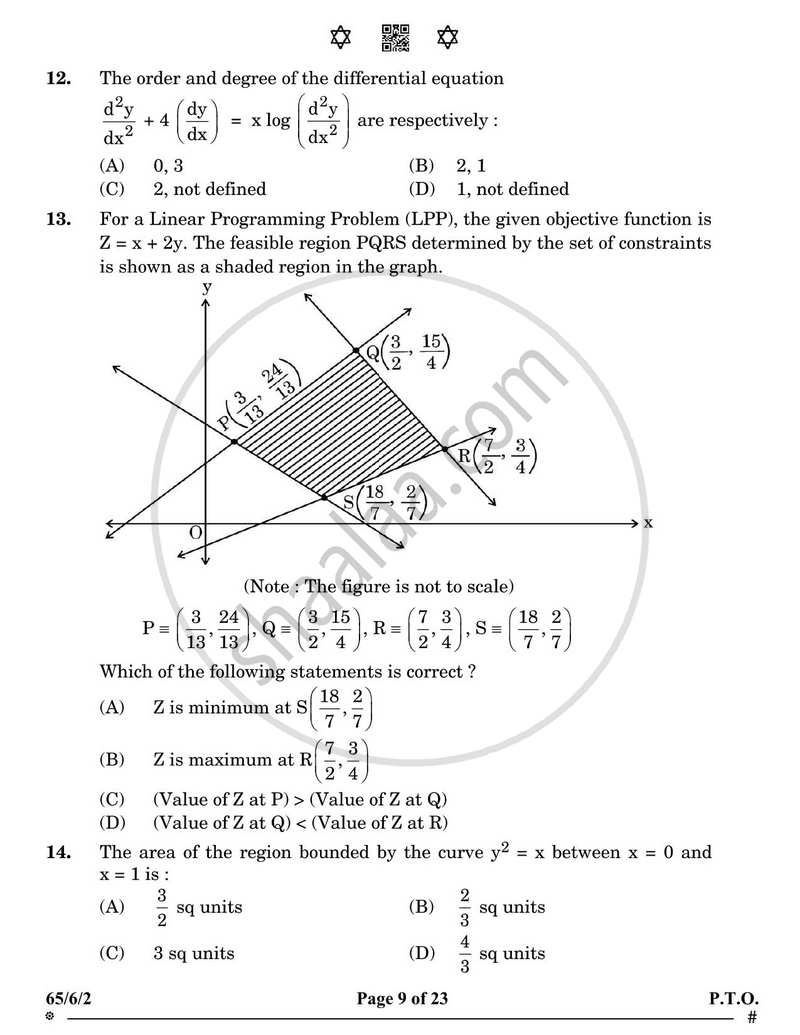 Mathematics 2024-2025 - CBSE 12th - Class 12 - CBSE (Central Board of Secondary Education) question paper with PDF download
