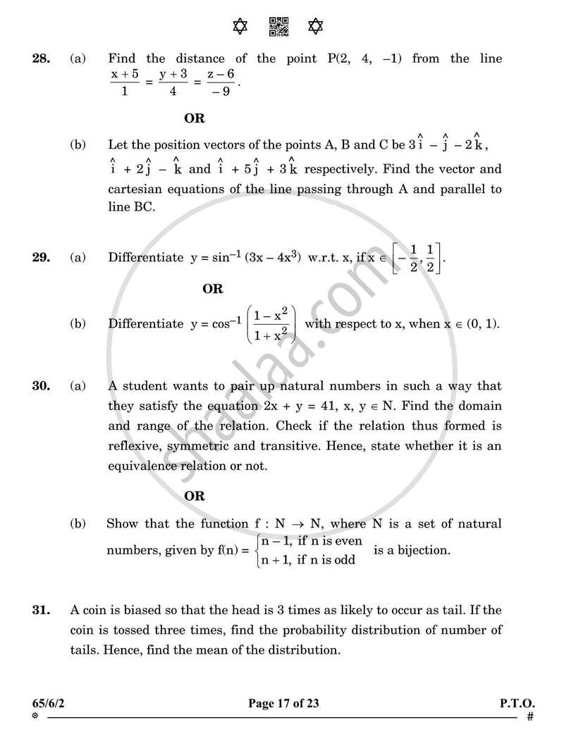 Mathematics 2024-2025 - CBSE 12th - Class 12 - CBSE (Central Board of Secondary Education) question paper with PDF download
