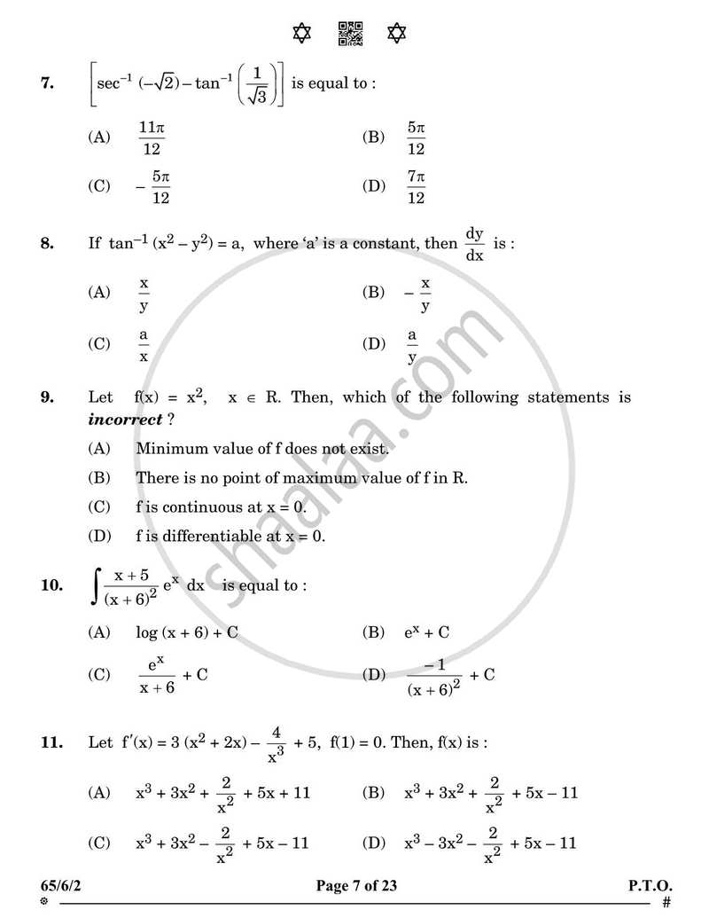 Mathematics 2024-2025 - CBSE 12th - Class 12 - CBSE (Central Board of Secondary Education) question paper with PDF download