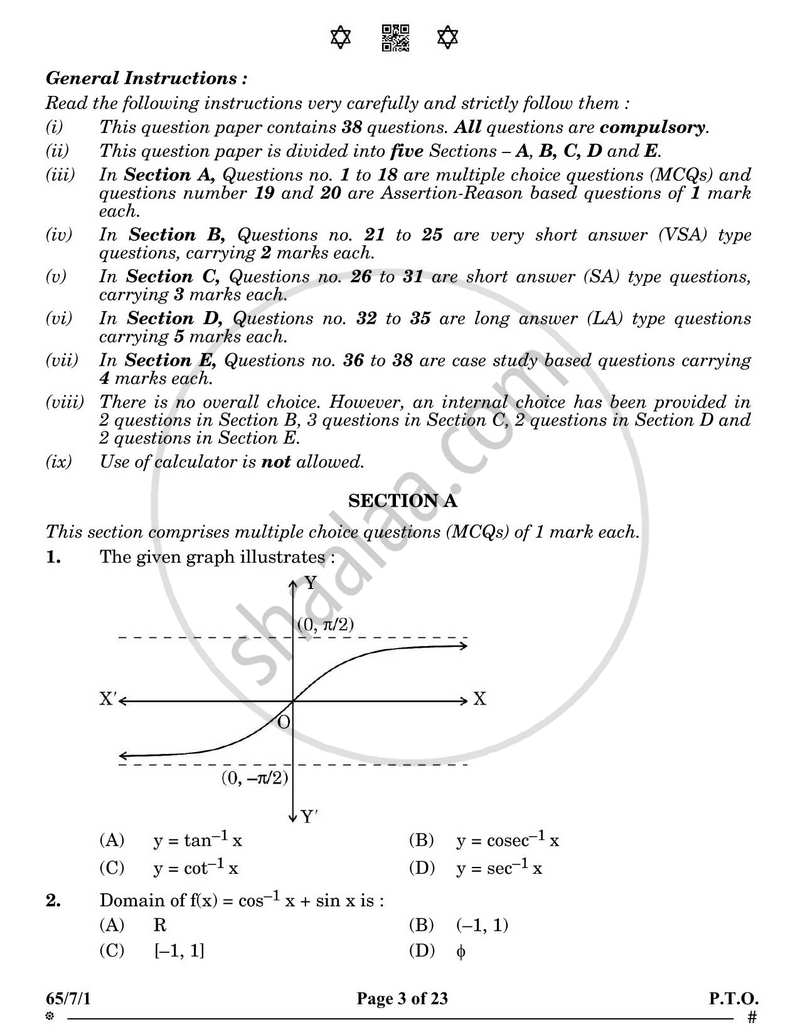 Mathematics 2024-2025 - CBSE 12th - Class 12 - CBSE (Central Board of Secondary Education) question paper with PDF download