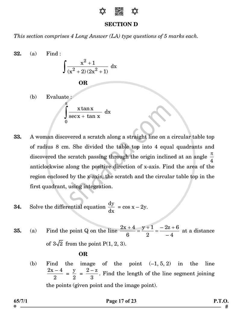 Mathematics 2024-2025 - CBSE 12th - Class 12 - CBSE (Central Board of Secondary Education) question paper with PDF download
