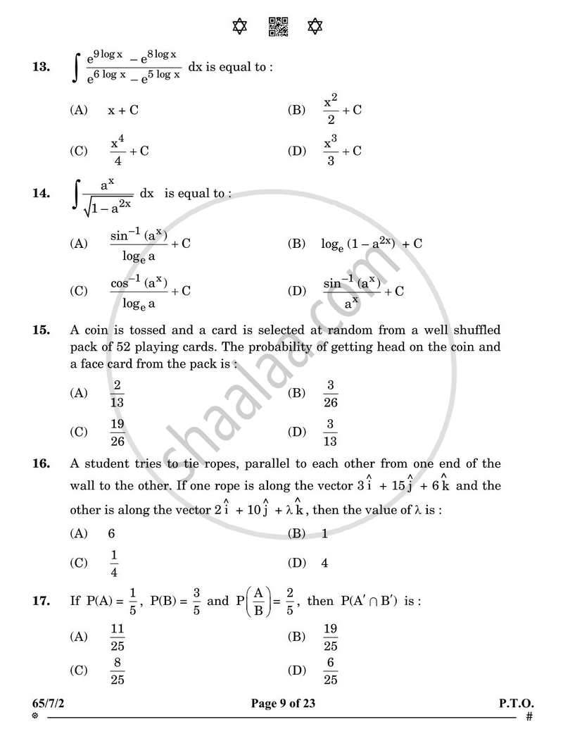 Mathematics 2024-2025 - CBSE 12th - Class 12 - CBSE (Central Board of Secondary Education) question paper with PDF download
