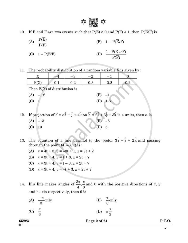 Mathematics 2024-2025 - CBSE 12th - Class 12 - CBSE (Central Board of Secondary Education) question paper with PDF download