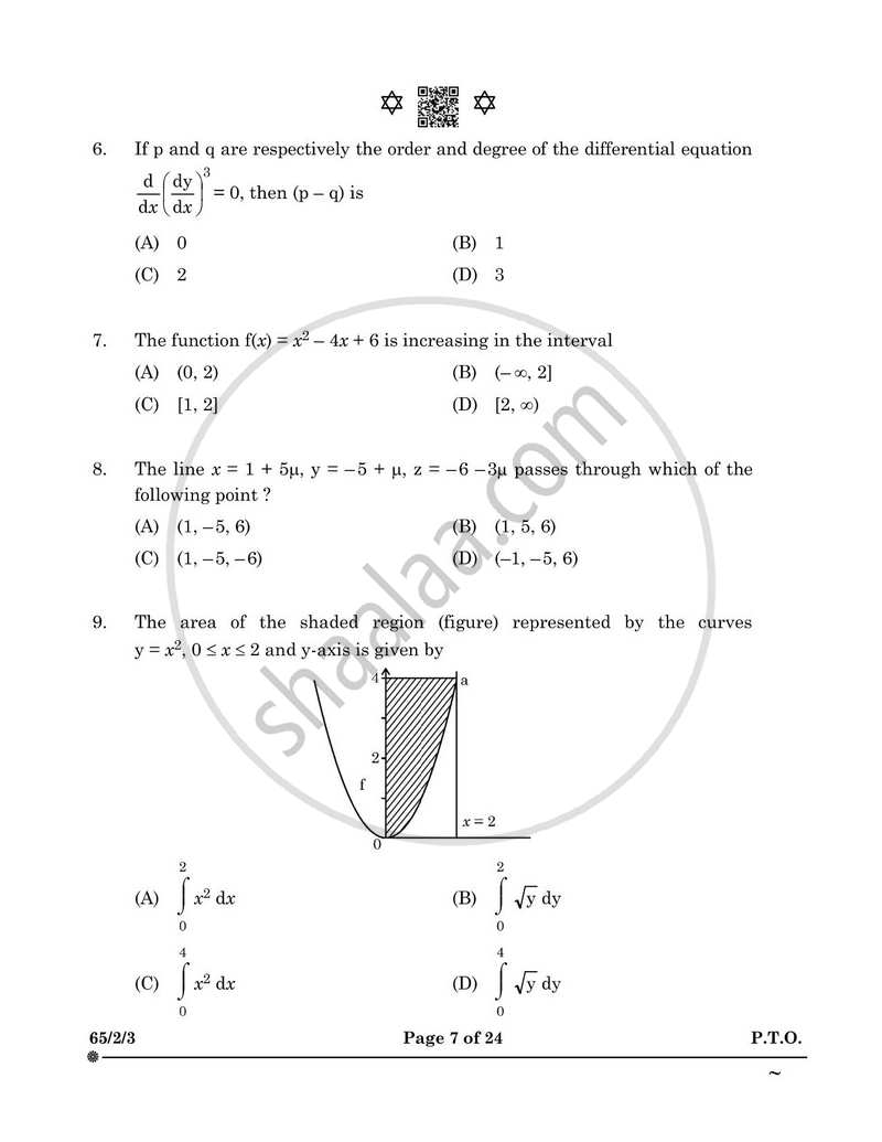 Mathematics 2024-2025 - CBSE 12th - Class 12 - CBSE (Central Board of Secondary Education) question paper with PDF download
