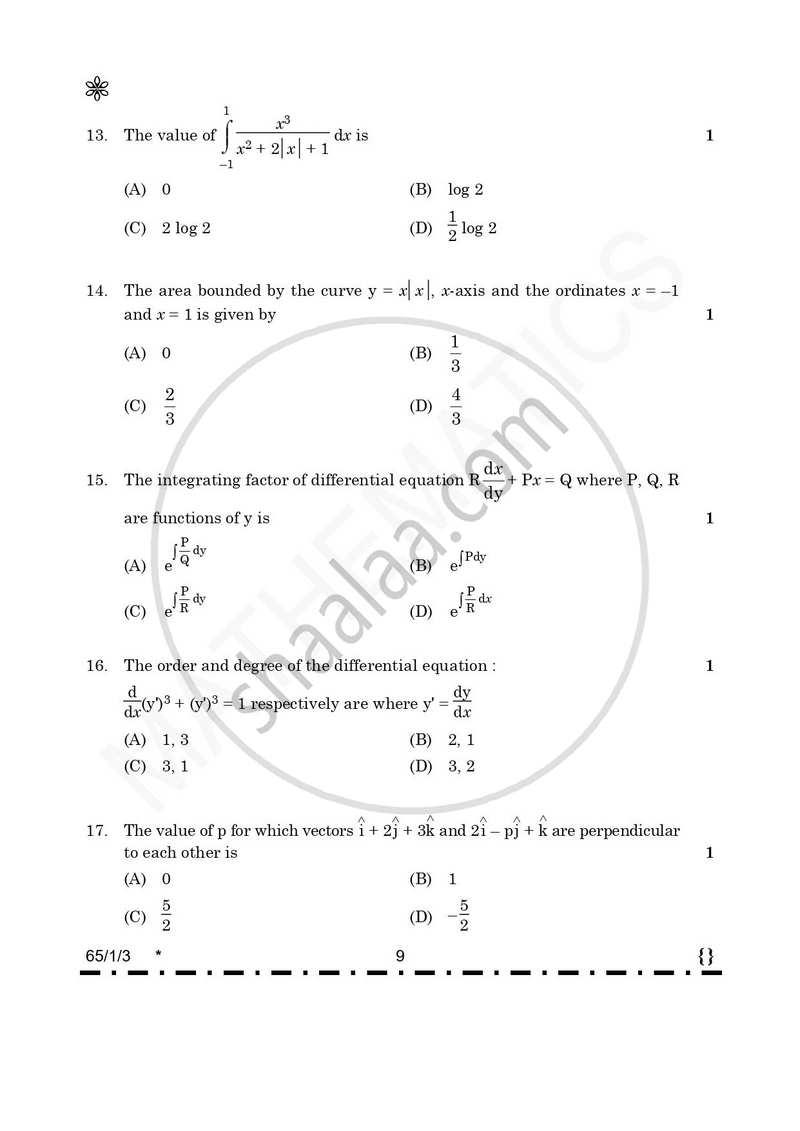 Mathematics 2025-2026 - CBSE 12th - Class 12 - CBSE (Central Board of Secondary Education) question paper with PDF download