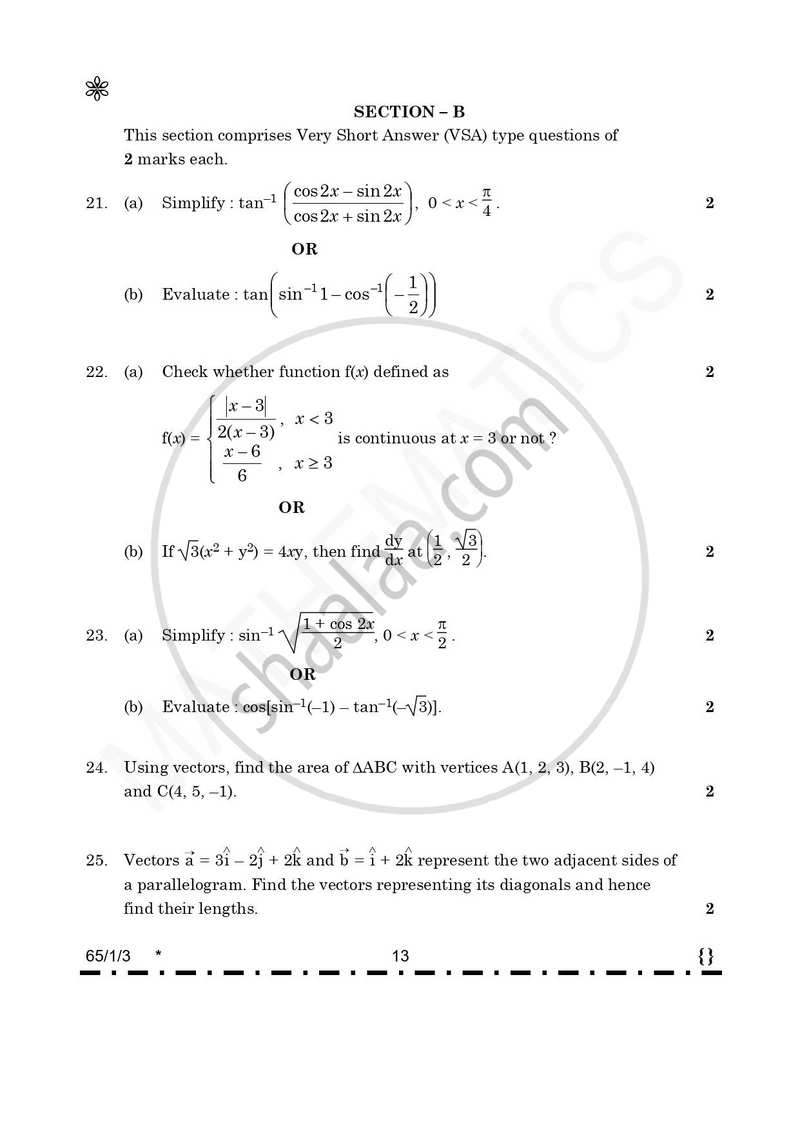 Mathematics 2025-2026 - CBSE 12th - Class 12 - CBSE (Central Board of Secondary Education) question paper with PDF download