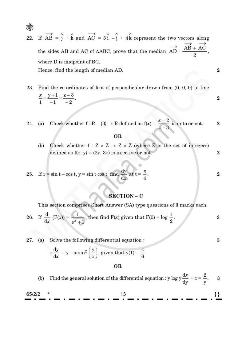 Mathematics 2025-2026 - CBSE 12th - Class 12 - CBSE (Central Board of Secondary Education) question paper with PDF download