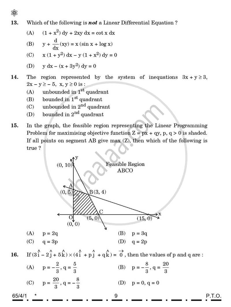 Mathematics 2025-2026 - CBSE 12th - Class 12 - CBSE (Central Board of Secondary Education) question paper with PDF download