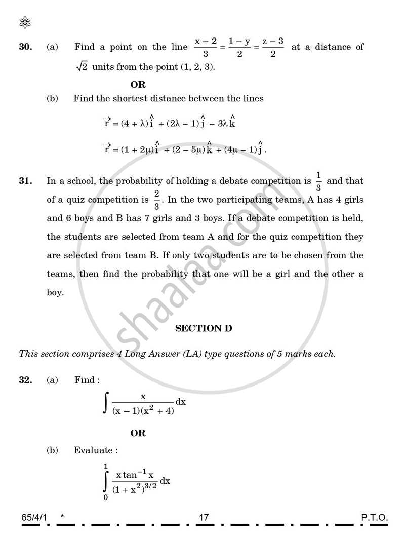 Mathematics 2025-2026 - CBSE 12th - Class 12 - CBSE (Central Board of Secondary Education) question paper with PDF download