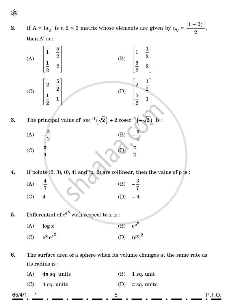 Mathematics 2025-2026 - CBSE 12th - Class 12 - CBSE (Central Board of Secondary Education) question paper with PDF download