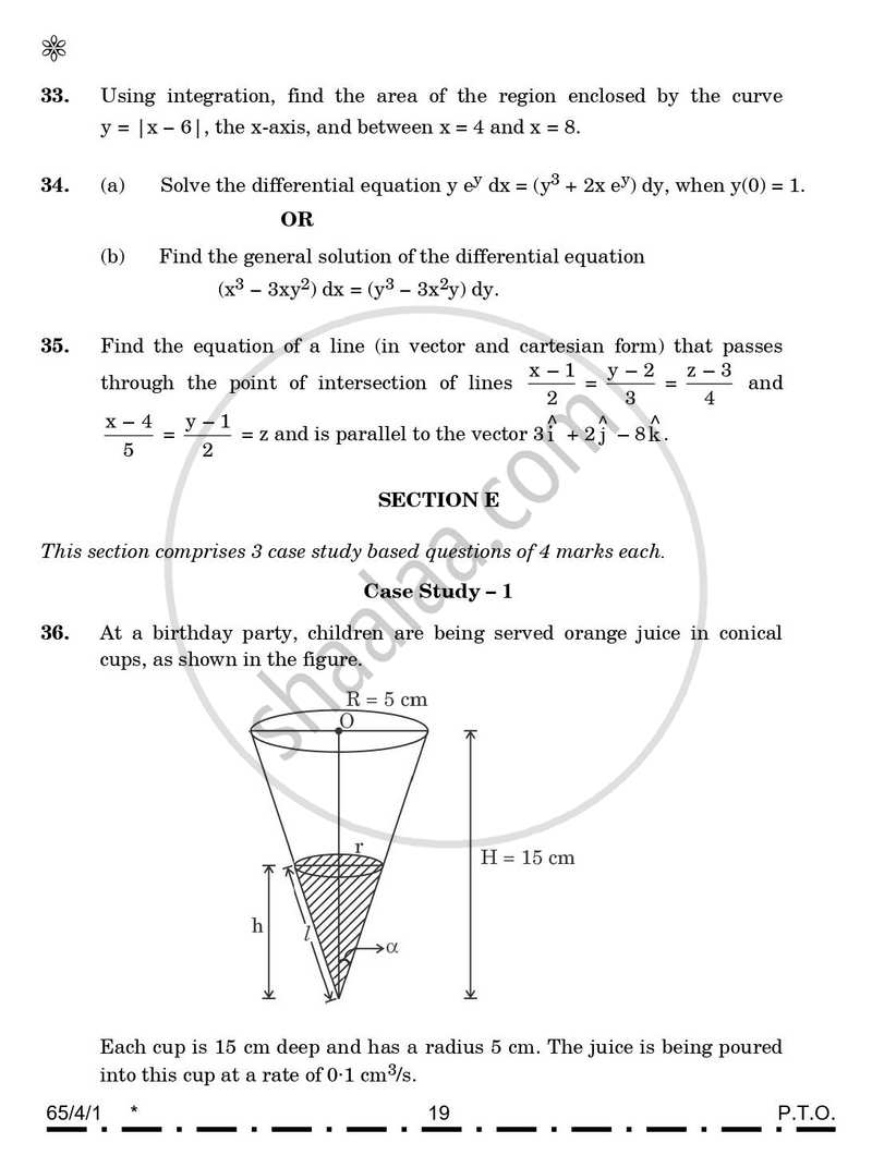 Mathematics 2025-2026 - CBSE 12th - Class 12 - CBSE (Central Board of Secondary Education) question paper with PDF download