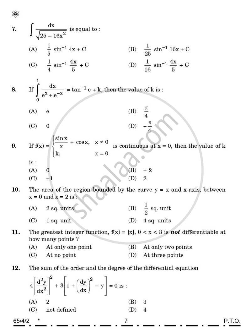 Mathematics 2025-2026 - CBSE 12th - Class 12 - CBSE (Central Board of Secondary Education) question paper with PDF download