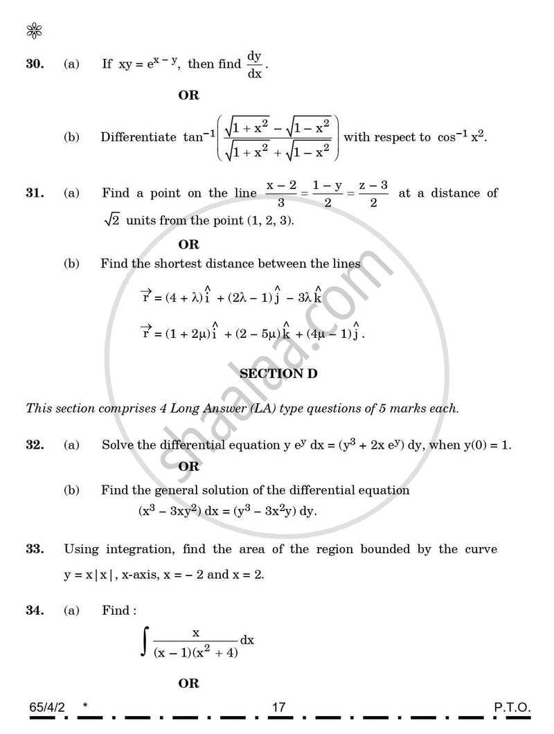 Mathematics 2025-2026 - CBSE 12th - Class 12 - CBSE (Central Board of Secondary Education) question paper with PDF download