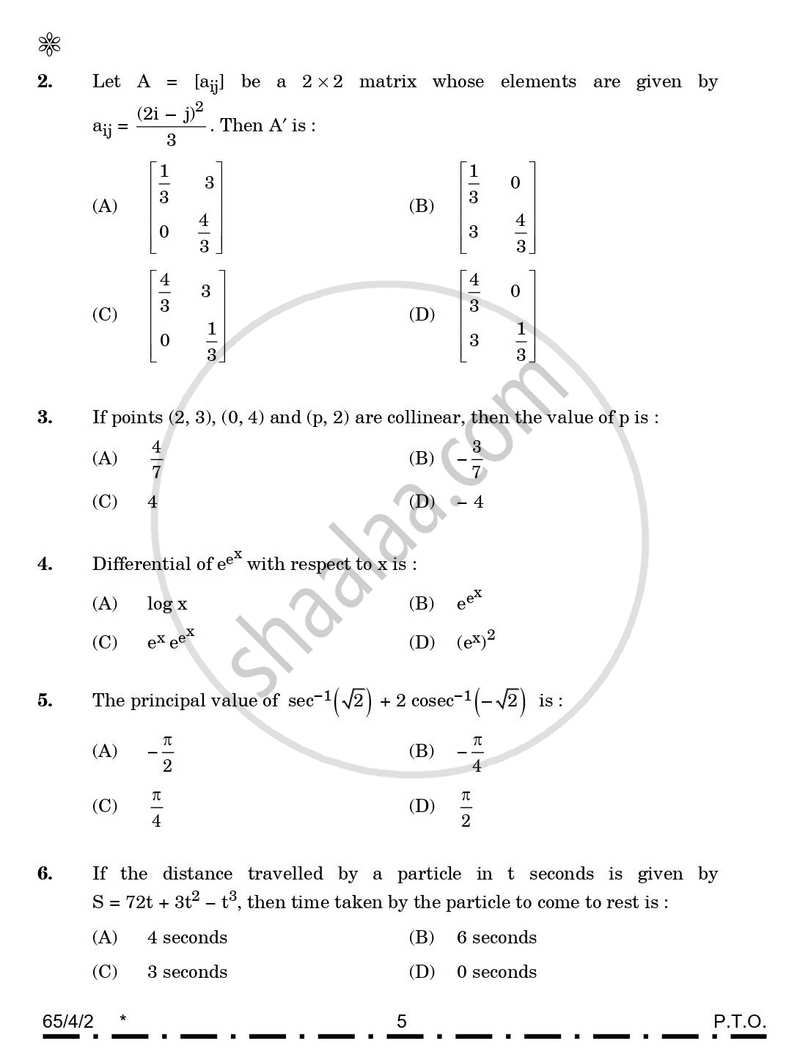 Mathematics 2025-2026 - CBSE 12th - Class 12 - CBSE (Central Board of Secondary Education) question paper with PDF download