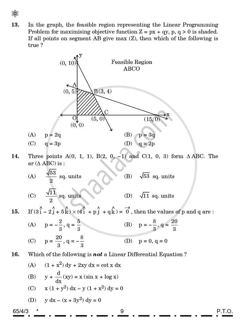 Mathematics 2025-2026 - CBSE 12th - Class 12 - CBSE (Central Board of Secondary Education) question paper with PDF download
