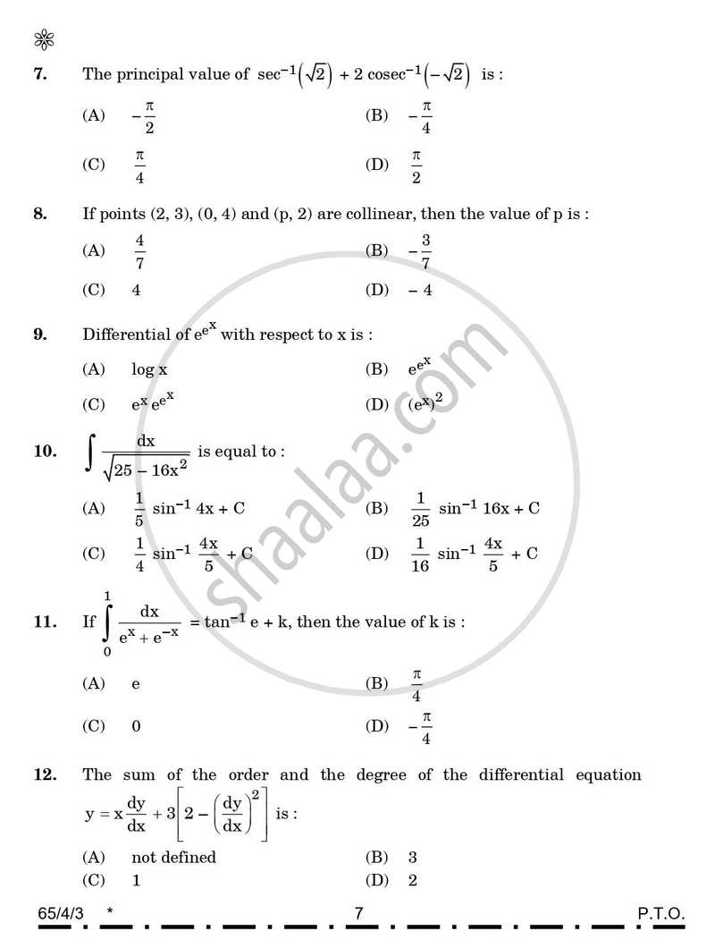Mathematics 2025-2026 - CBSE 12th - Class 12 - CBSE (Central Board of Secondary Education) question paper with PDF download