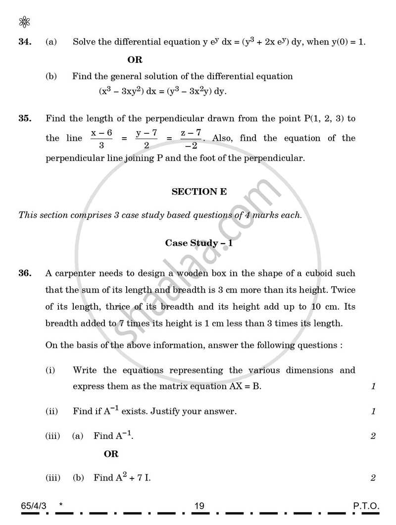 Mathematics 2025-2026 - CBSE 12th - Class 12 - CBSE (Central Board of Secondary Education) question paper with PDF download