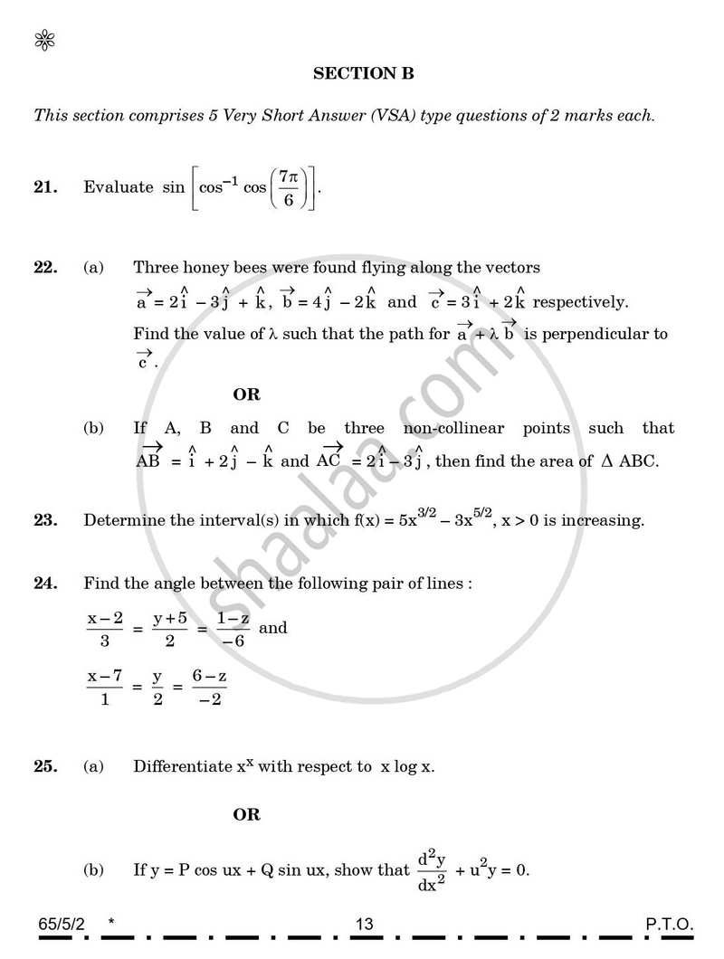 Mathematics 2025-2026 - CBSE 12th - Class 12 - CBSE (Central Board of Secondary Education) question paper with PDF download