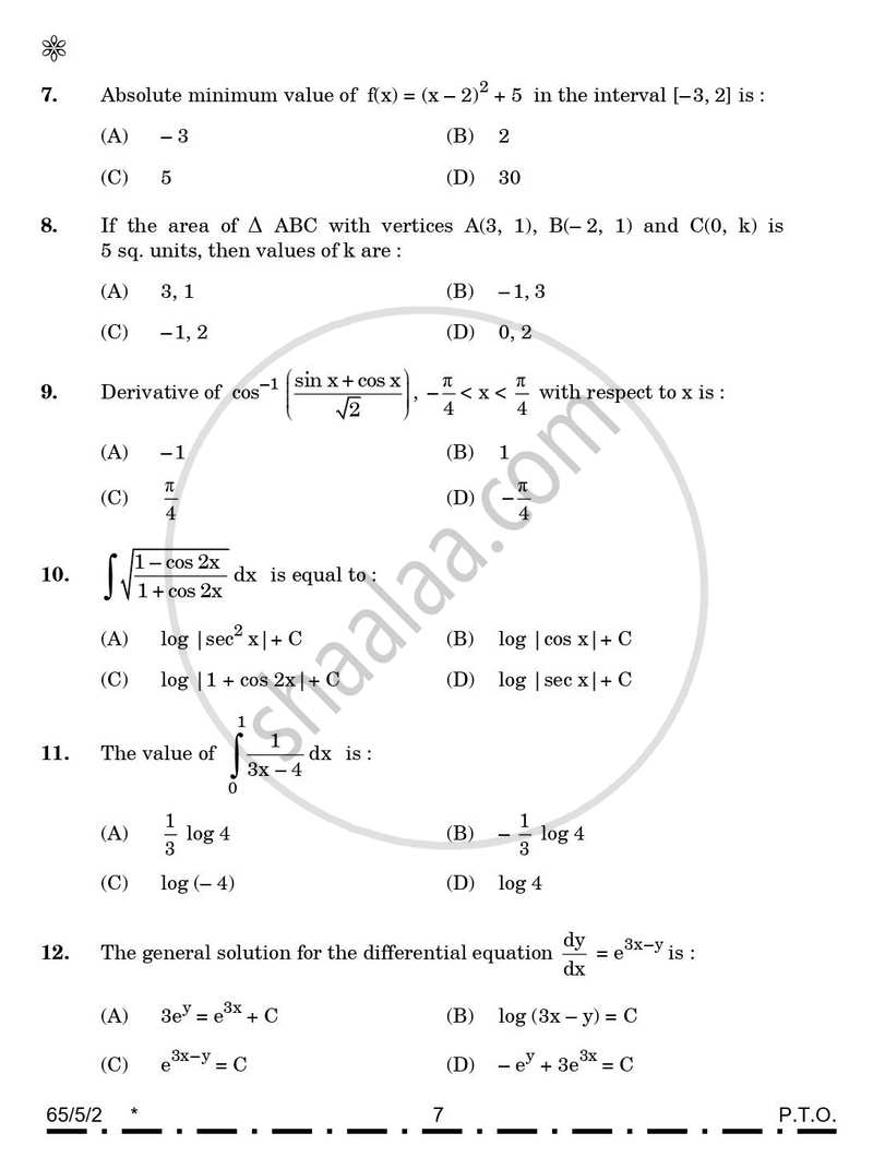 Mathematics 2025-2026 - CBSE 12th - Class 12 - CBSE (Central Board of Secondary Education) question paper with PDF download