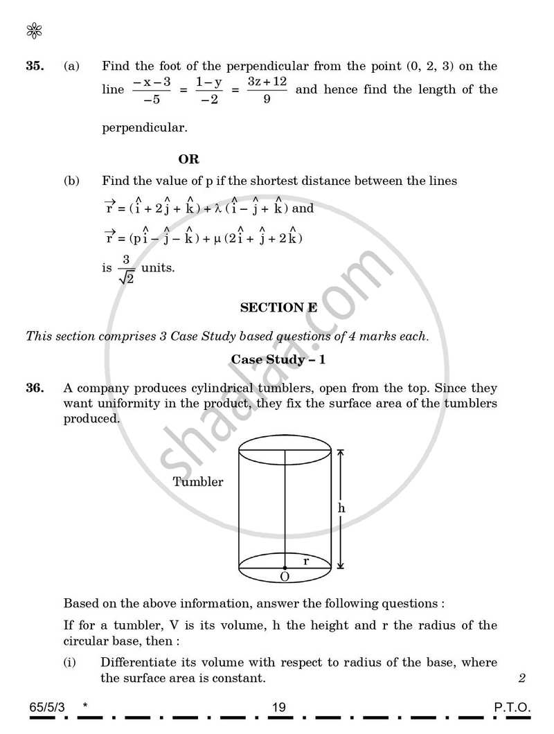 Mathematics 2025-2026 - CBSE 12th - Class 12 - CBSE (Central Board of Secondary Education) question paper with PDF download