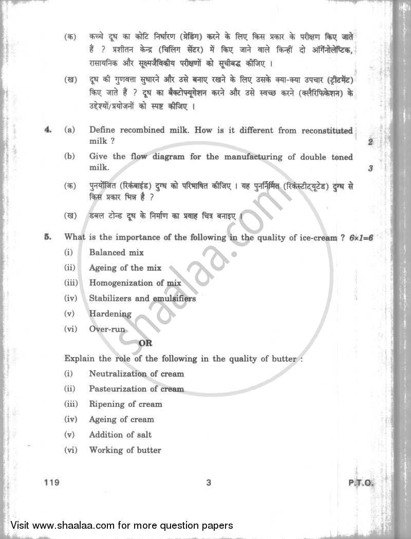 Milk and Milk Products 2009-2010 - CBSE 12th - Class 12 - CBSE (Central Board of Secondary Education) question paper with PDF download