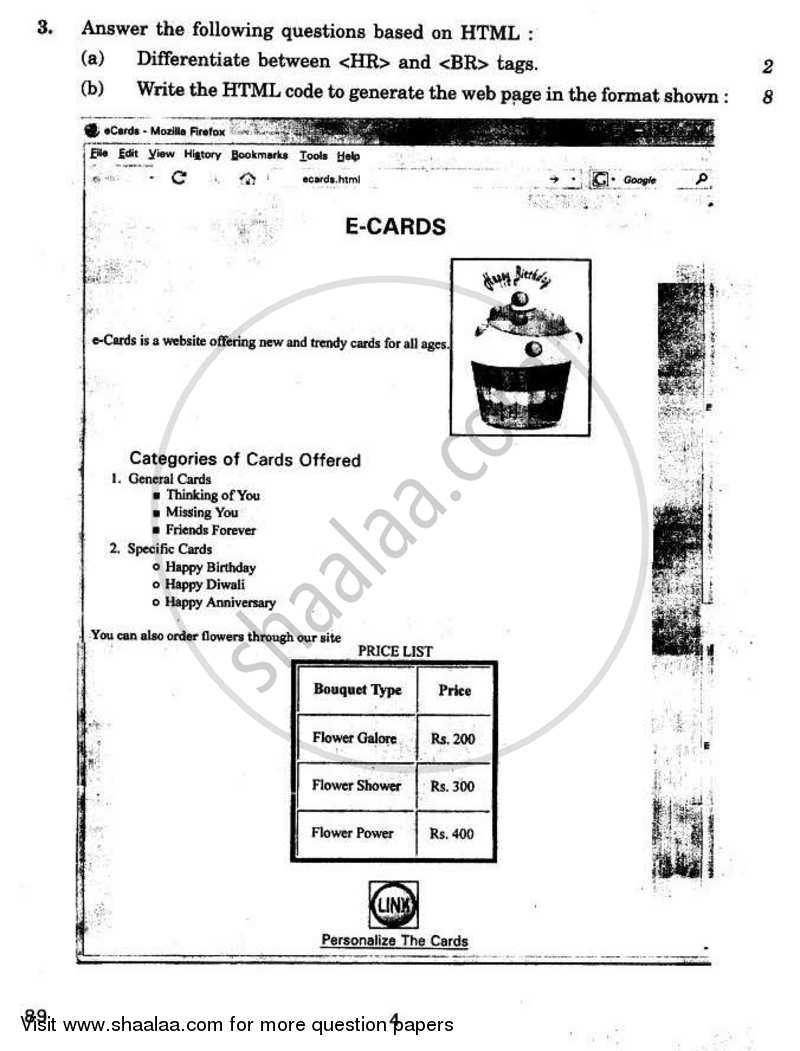 Multimedia and Web Technology 2010-2011 - CBSE 12th - Class 12 - CBSE (Central Board of Secondary Education) question paper with PDF download